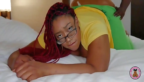 Ebony gets fucked in tight booty by a massive black dick