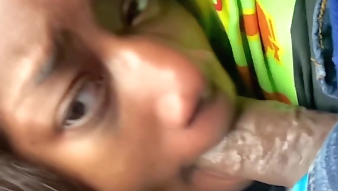 Ebony couple 18+ amateur threesome with deepthroat