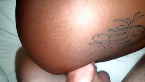 Ebony teen with tattoo gets her ass fucked by the dude