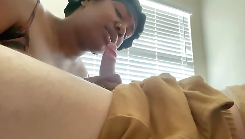 This hot brunette is on her back and she is fucked on the bed