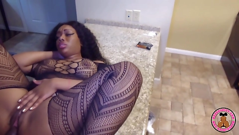 Ebony girl with a beautiful figure has sex on camera