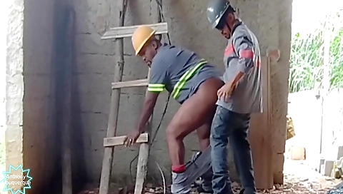 Ebony brunette fucks a gay black guy at outdoor party