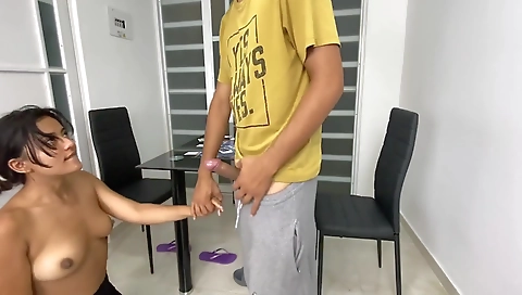 Hot brown-haired teen 18+ with a good look gets fucked