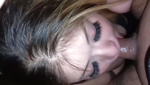 Ebony girl with a hairy face is getting her head deep throated