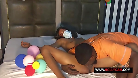 Nigerian girl gets her pussy fucked by her boyfriend
