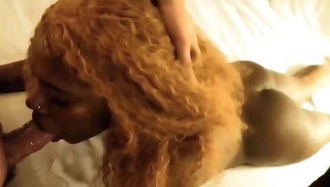 Amateur girl with big tits is playing with her black dick