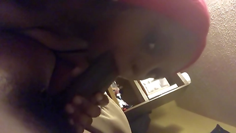 Ebony milf sucks a big cock and gets her pussy raked