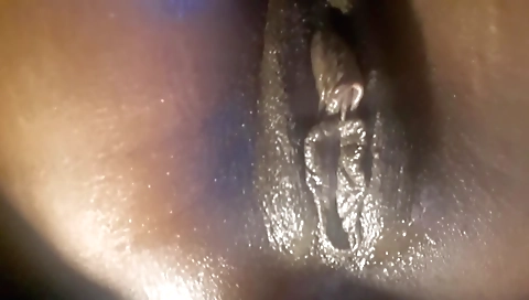 Horny ebony solo amateur movie with a fat pussy girl