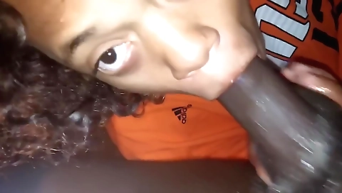 Ebony mature ebony babe swallowing black cock in a deep throat