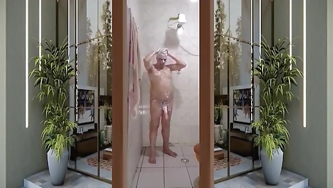 Ebony lady fucks the hairy man on the bed in close-up