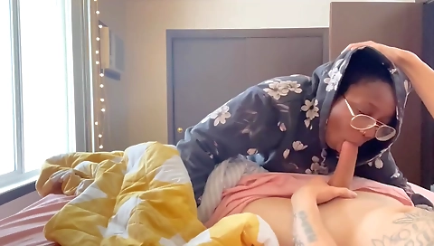 Mature ebony and her young son share the bedroom in black film