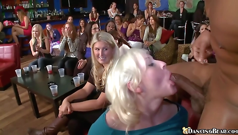 Blonde and ebony are stripping in a strip in amateur clip