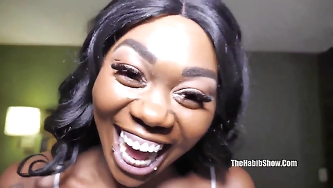 Ebony slut with huge tattoo on her butt is drilled deep