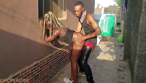 Ebony girl got dominated and received cum on her big ass