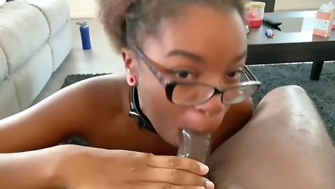 Amateur ebony gets her face painted and her face gets stretched