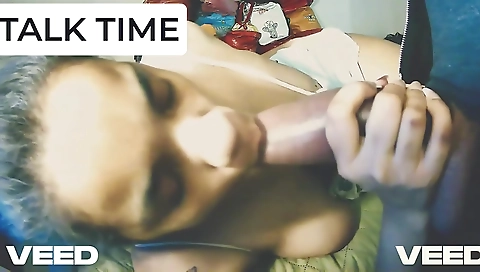 Ebony teen in a black dress gets a deep throat blow