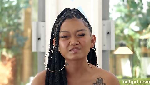 Ebony girl with a sexy body gets her big cock drilled