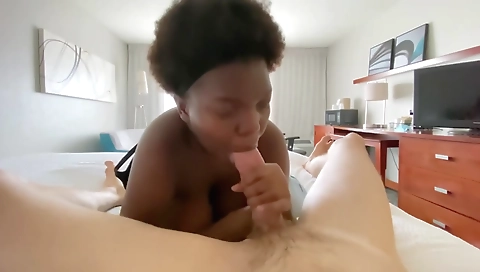 Ebony brunette girl is fucked deepthroat and pounded all over her body