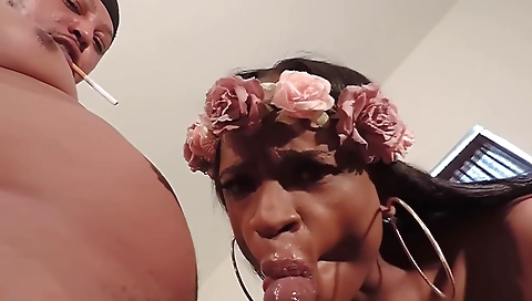 Ebony with a tattooed pussy is getting her big black dick