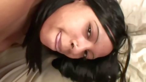 Ebony teen with a round booty gets her body teased